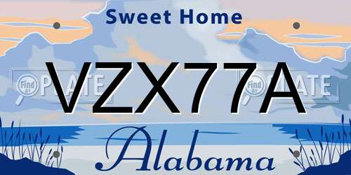 VZX77A Alabama License Plate