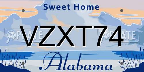VZXT74 Alabama License Plate