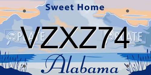 VZXZ74 Alabama License Plate