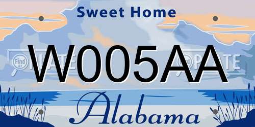 W005AA Alabama License Plate
