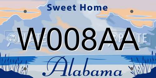 W008AA Alabama License Plate