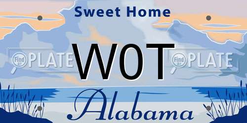 W0T Alabama License Plate