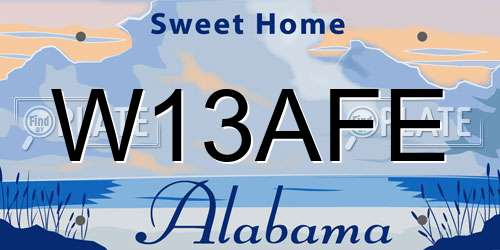W13AFE Alabama License Plate