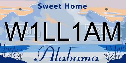 W1LL1AM Alabama License Plate