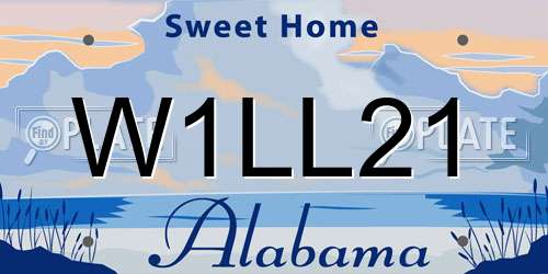 W1LL21 Alabama License Plate