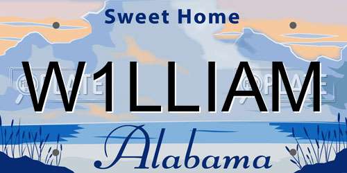 W1LLIAM Alabama License Plate