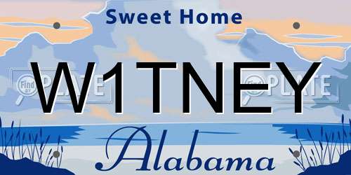 W1TNEY Alabama License Plate