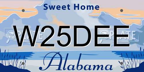 W25DEE Alabama License Plate