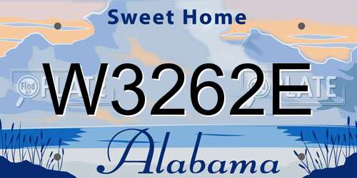 W3262E Alabama License Plate