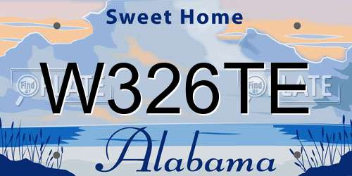 W326TE Alabama License Plate