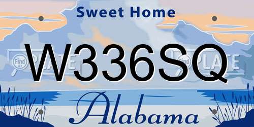 W336SQ Alabama License Plate