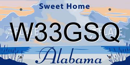W33GSQ Alabama License Plate