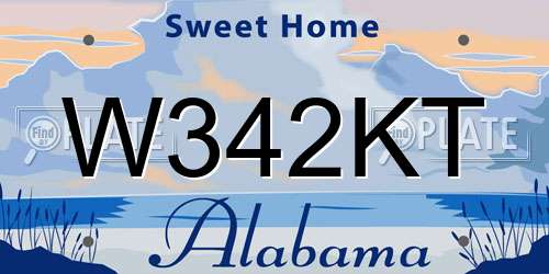 W342KT Alabama License Plate