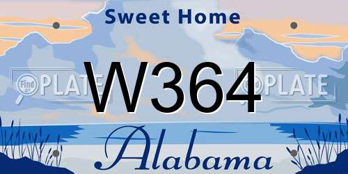 W364 Alabama License Plate