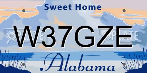 W37GZE Alabama License Plate