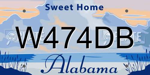 W474DB Alabama License Plate