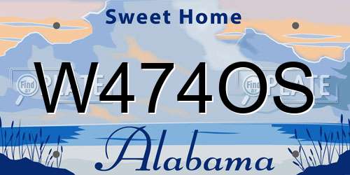 W474OS Alabama License Plate