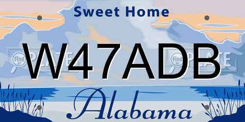 W47ADB Alabama License Plate