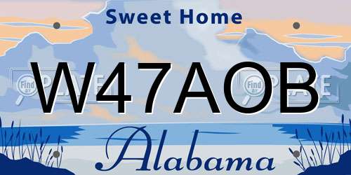 W47AOB Alabama License Plate