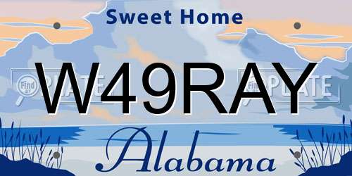 W49RAY Alabama License Plate