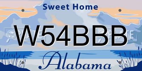 W54BBB Alabama License Plate