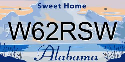 W62RSW Alabama License Plate
