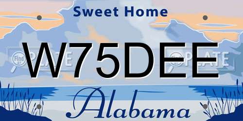 W75DEE Alabama License Plate
