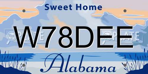 W78DEE Alabama License Plate