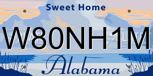 W80NH1M Alabama License Plate