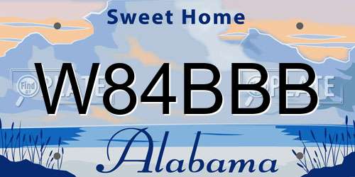 W84BBB Alabama License Plate