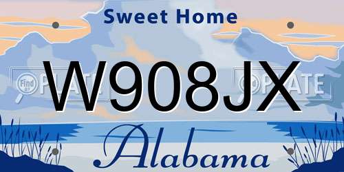 W908JX Alabama License Plate