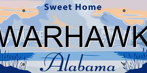 WARHAWK Alabama License Plate