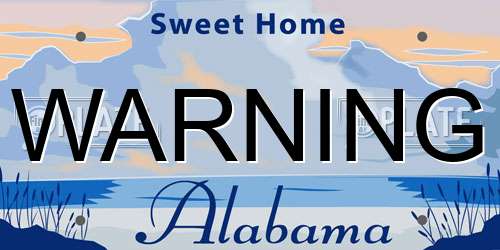 WARNING Alabama License Plate