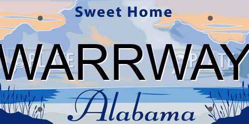 WARRWAY Alabama License Plate