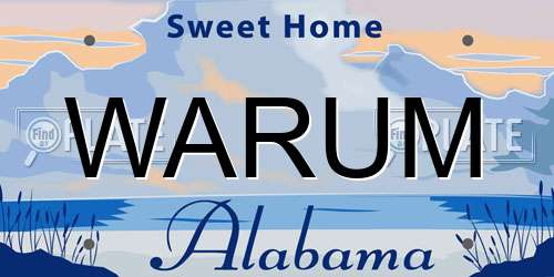 WARUM Alabama License Plate