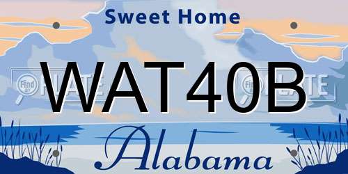 WAT40B Alabama License Plate
