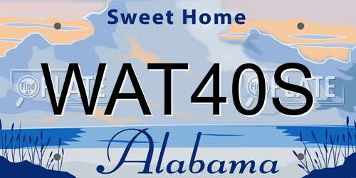 WAT40S Alabama License Plate