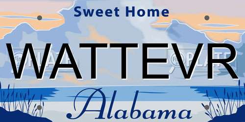 WATTEVR Alabama License Plate