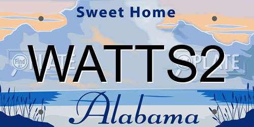 WATTS2 Alabama License Plate