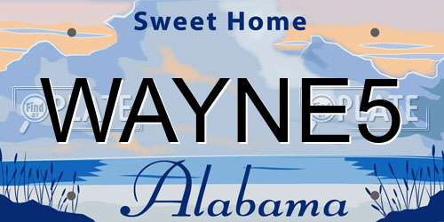 WAYNE5 Alabama License Plate