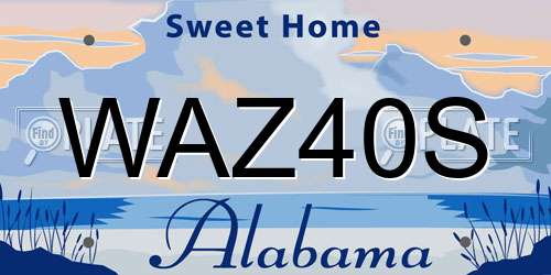 WAZ40S Alabama License Plate
