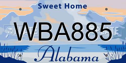 WBA885 Alabama License Plate