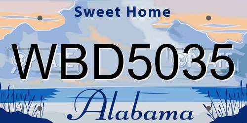 WBD5035 Alabama License Plate