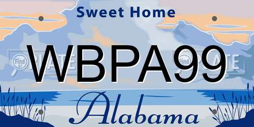 WBPA99 Alabama License Plate