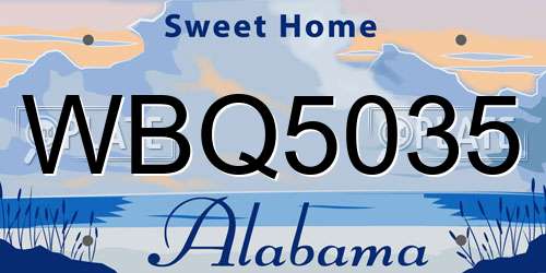 WBQ5035 Alabama License Plate