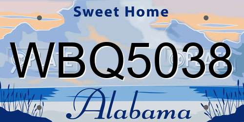 WBQ5038 Alabama License Plate