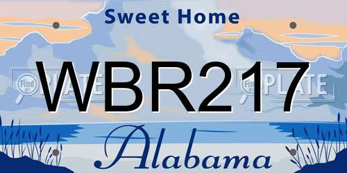 WBR217 Alabama License Plate