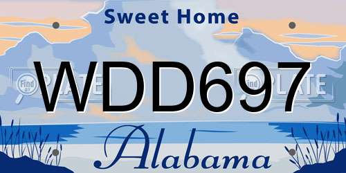 WDD697 Alabama License Plate