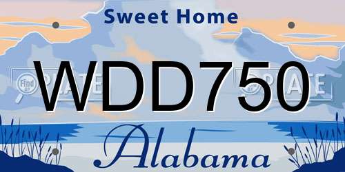 WDD750 Alabama License Plate
