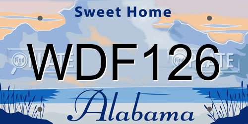 WDF126 Alabama License Plate